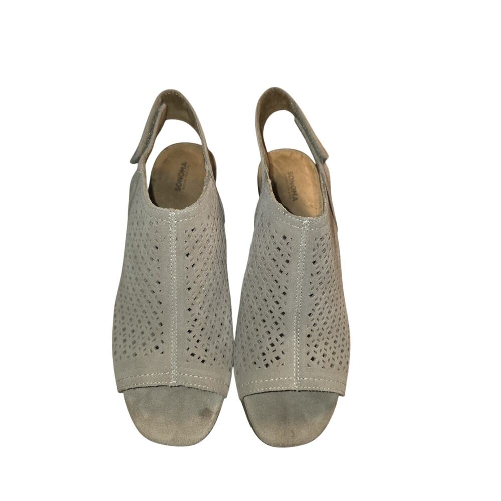 Sonoma Goods For Life Artwork Leather Sandals Women's 9.5 Perforated Slingback